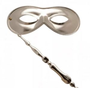 Masquerade Mask On Stick Silver